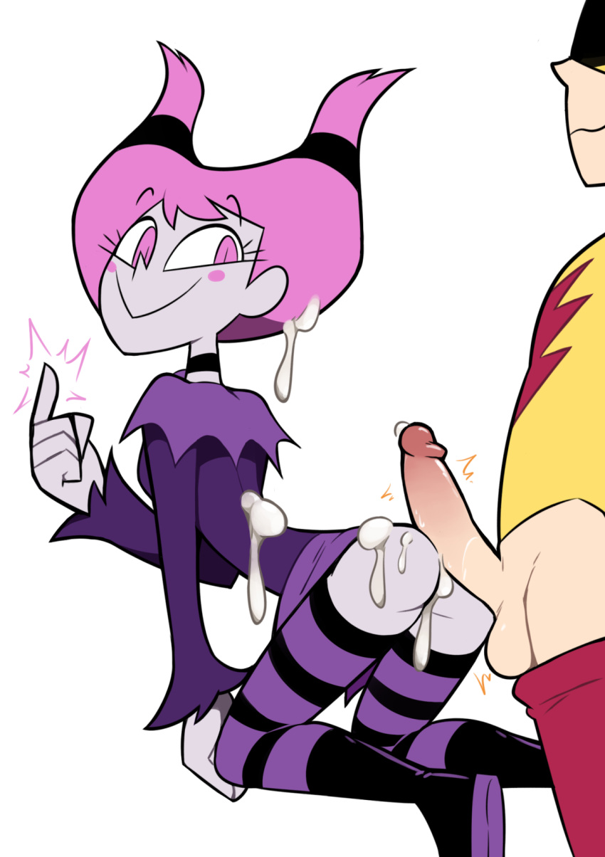1boy 1girl after_sex canon_couple cum cum_in_pussy cum_on_body cum_on_hair dc_comics doggy_position faceless_male female goth grey_skin jinx kid_flash male male/female miscon older older_female penis penis_on_ass pink_eyes pink_hair pussy striped_legwear teen_titans twin_tails warner_brothers young_adult young_adult_female young_adult_woman