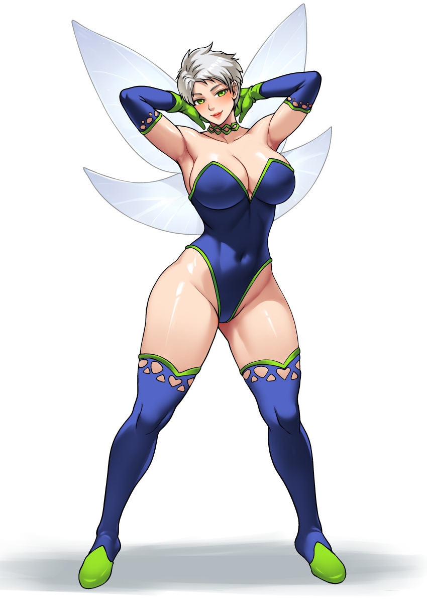 3do adara_the_sprite blonde blonde_female blonde_hair collar dragon_rage fairy fairy_wings gloves green_eyes haryudanto leotard pixie_cut platinum_blonde platinum_blonde_hair sprite stockings white_hair