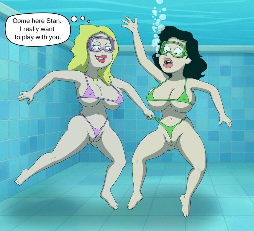 20th_century_studios 2girls american_dad disney drowning female francine_smith genderswap peril sexfightfun stan_smith underwater underwater_peril wedgie yuri