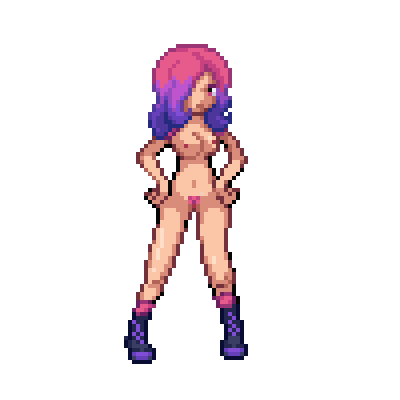 1girl boots boots_only breasts edit female_only gym_leader nipples nude nude_female pink_eyes pink_hair pixel_art pokemon pokemon_fangame pokemon_reborn saphira saphira_(pokemon_reborn) saphira_belrose sprite