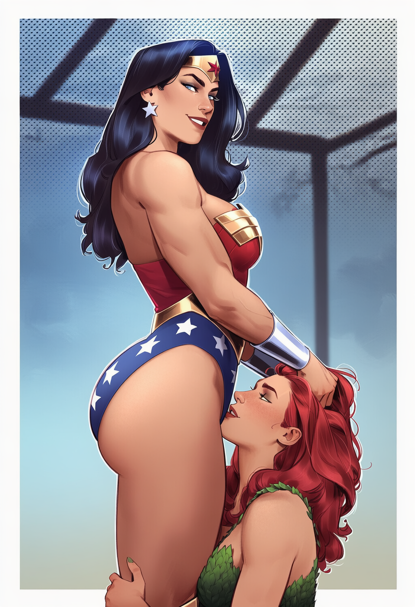 2_girls amazon ass back bangs bare_arms bare_back bare_legs bare_shoulders batman_(series) big_ass big_breasts black_hair blue_eyes blue_leotard blush border bracer breasts brown_eyeshadow brown_lipstick couple dc_comics diana_prince duo earrings eyeshadow female/female female_only femdom femsub from_side gold_jewelry green_leotard green_nails grey_eyeshadow grin hair_grab half-closed_eyes head_back heroine jewelry justice_league justice_league_unlimited leaf leaf_clothing leaves leg_grab legs leotard lezdom lezsub lips lipstick long_hair looking_at_another looking_at_viewer looking_up love makeup medium_breasts multicolored_clothes multicolored_leotard multiple_girls mutual_yuri nail_polish naughty_face neck outside_border pamela_isley parted_bangs parted_lips phophopho plant_girl poison_ivy red_hair red_leotard red_lipstick romantic romantic_couple sideboob silver_bracer silver_earrings silver_jewelry smile squatting standing star star_(symbol) star_earrings star_print straight_hair strapless strapless_leotard superhero_costume superheroine supervillain themysciran thick_eyebrows thick_thighs thigh_grab thighs tiara two-tone_leotard upper_body villainess wonder_woman wonder_woman_(series) yuri