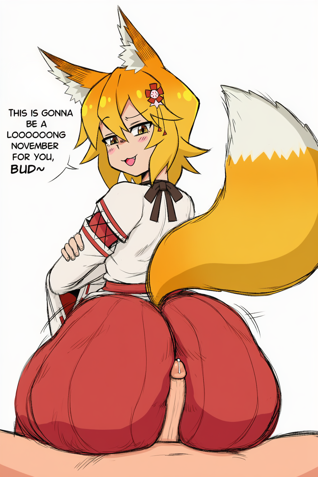 1boy 1girl ai_generated ass assjob big_ass breasts buttjob cum cum_drip erection gigantic_ass hotdogging huge_ass kimono no_nut_november penis_between_ass penis_on_ass senko_(sewayaki_kitsune_no_senko-san) sewayaki_kitsune_no_senko-san thissave
