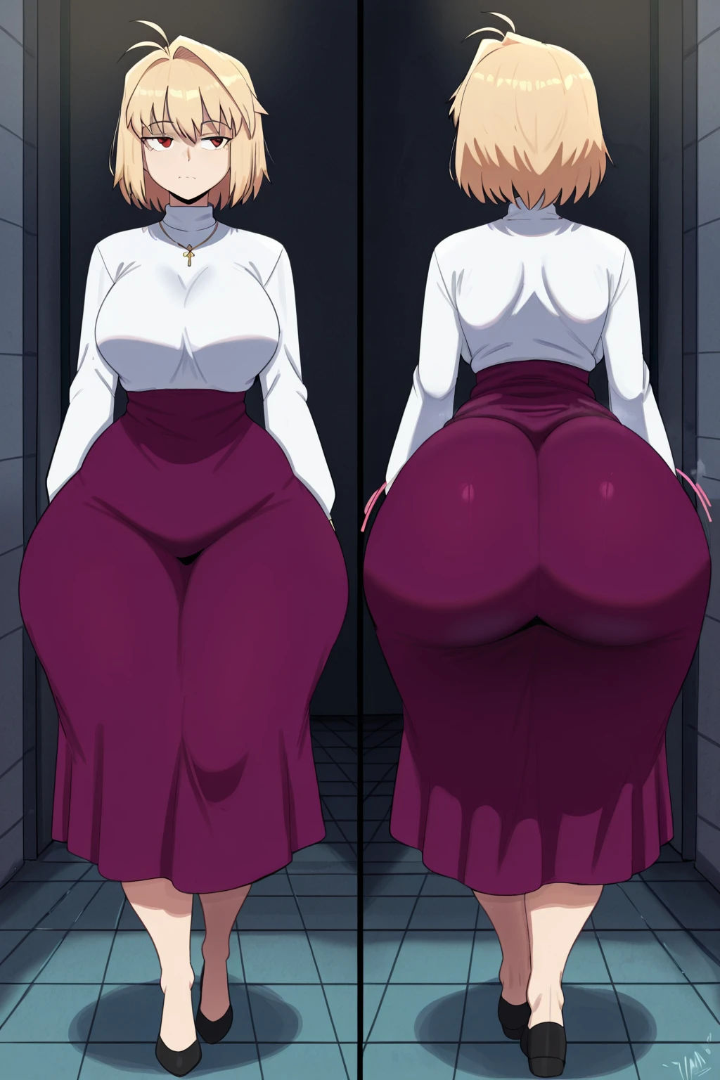 1girl ai_generated arcueid_brunestud ass big_ass breasts fundoshilover101 huge_ass melty_blood tsukihime type-moon