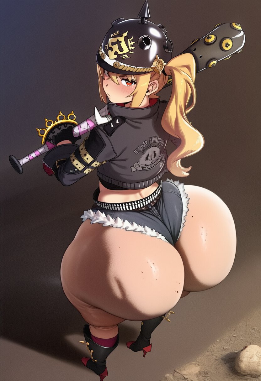 1girl ai_generated ass big_ass booty_shorts breasts gigantic_ass globo hoyoverse huge_ass mihoyo zenless_zone_zero