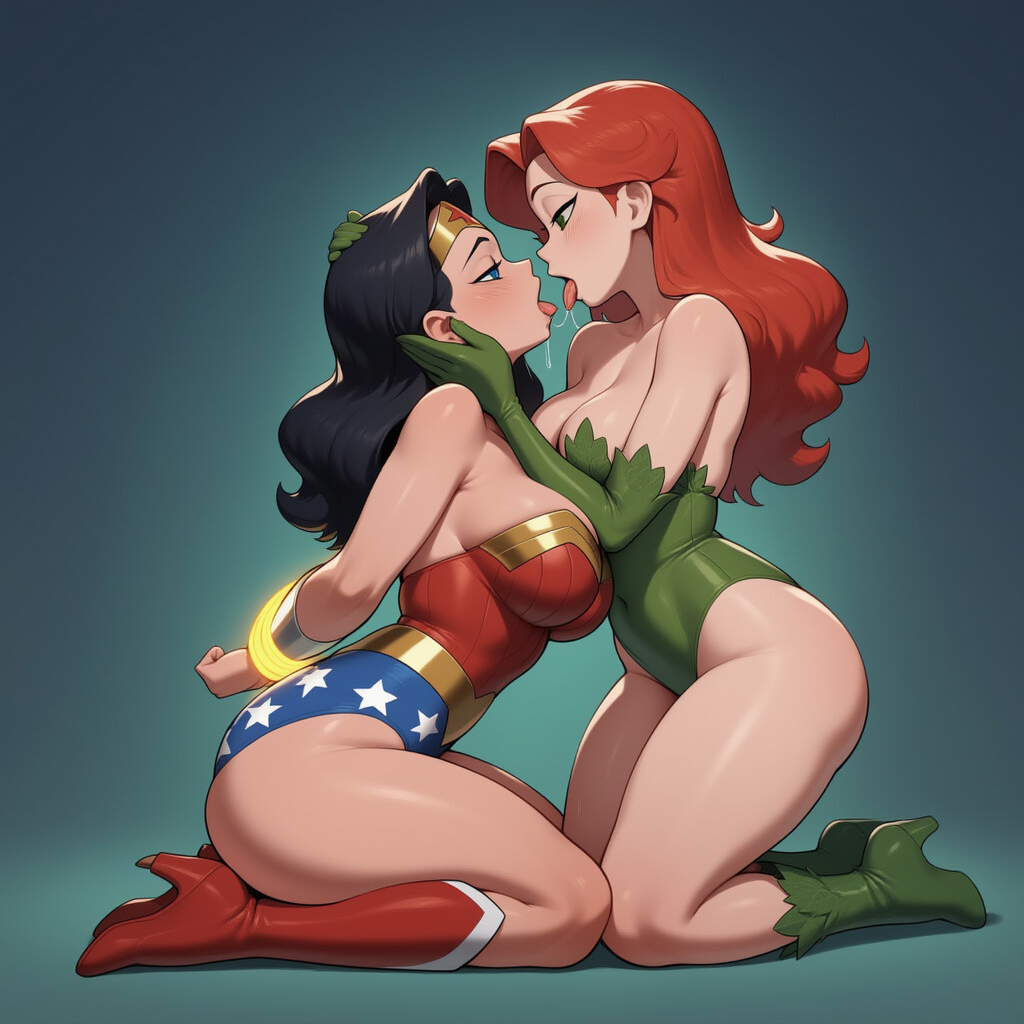2_girls amazon aqua_background arms_behind_back arms_tied arms_tied_behind_back bangs bare_arms bare_legs bare_shoulders batman_(series) big_breasts black_hair blue_eyes blue_leotard blush bondage boots bracer breast_press breasts cleavage collarbone couple covered_navel dc_comics defeated defeated_female defeated_heroine diana_prince duo elbow_gloves eye_contact female/female female_moaning female_only femdom femsub footwear french_kiss from_side full_body gloves gold_jewelry gradient gradient_background green_boots green_eyes green_footwear green_gloves green_high_heel_boots green_high_heels green_leotard half-closed_eyes hand_on_another's_head hands_up head_back head_down heroine high_heel_boots high_heels highleg highleg_leotard hugging jewelry justice_league justice_league_unlimited kissing kneel lasso_of_truth leaf leaf_clothing leaves legs legs_together leotard lezdom lezsub long_hair looking_at_another looking_down looking_up love medium_breasts moaning moaning_in_pleasure multicolored_clothes multicolored_leotard multiple_girls mutual_yuri neck open_mouth pamela_isley parted_bangs petting phophopho plant_girl poison_ivy red_boots red_footwear red_hair red_high_heel_boots red_high_heels red_leotard romantic romantic_couple rope rope_bondage saliva saliva_trail seiza sideboob silver_bracer silver_jewelry sitting star star_(symbol) star_print straight_hair strapless strapless_leotard superhero_costume superheroine supervillain themysciran thick_thighs thighs tiara tied_up tongue tongue_out two-tone_leotard villainess wonder_woman wonder_woman_(series) yuri