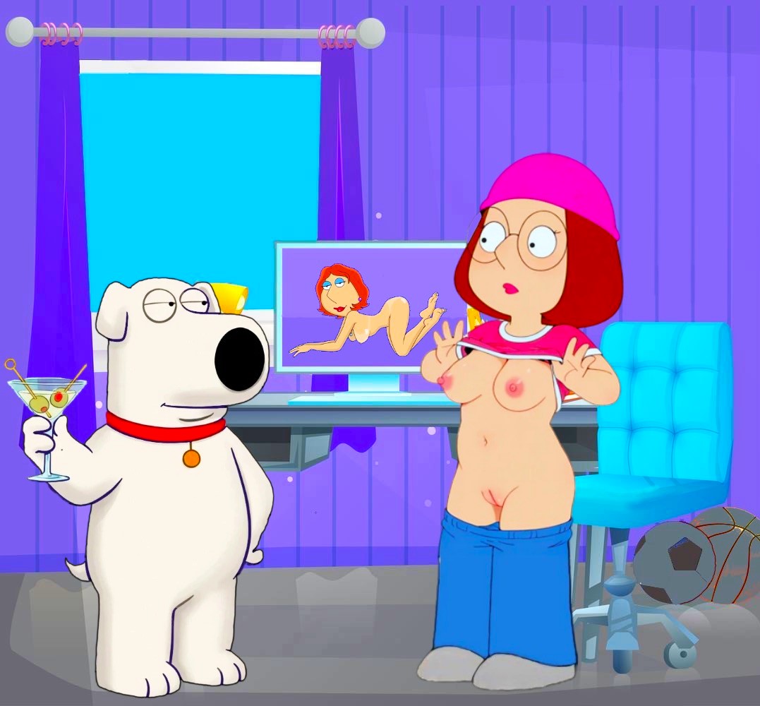 breasts brian_griffin edit erect_nipples family_guy glasses hat meg_griffin shaved_pussy thighs