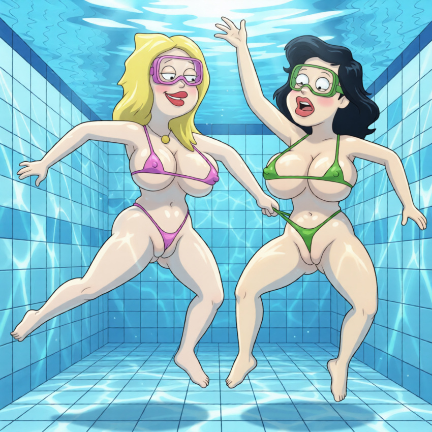 20th_century_studios 2girls american_dad disney drowning female francine_smith genderswap peril sexfightfun stan_smith underwater underwater_peril wedgie yuri