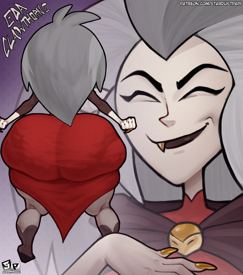 1girl 1girl 2d 2d_(artwork) 2d_artwork ass bubble_butt digital_drawing_(artwork) digital_media_(artwork) disney dress eda_clawthorne hair huge_ass huge_ass huge_thighs ignantastro lips patreon red_clothing stardustpapi the_owl_house