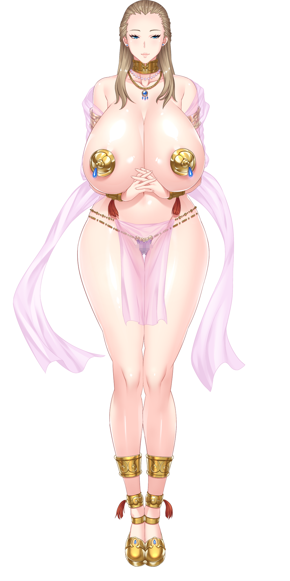 1girl big_breasts cleavage dress female_focus full_body high_res huge_breasts kyonyuu_princess_saimin long_hair looking_at_viewer mature mature_female mature_woman simple_background