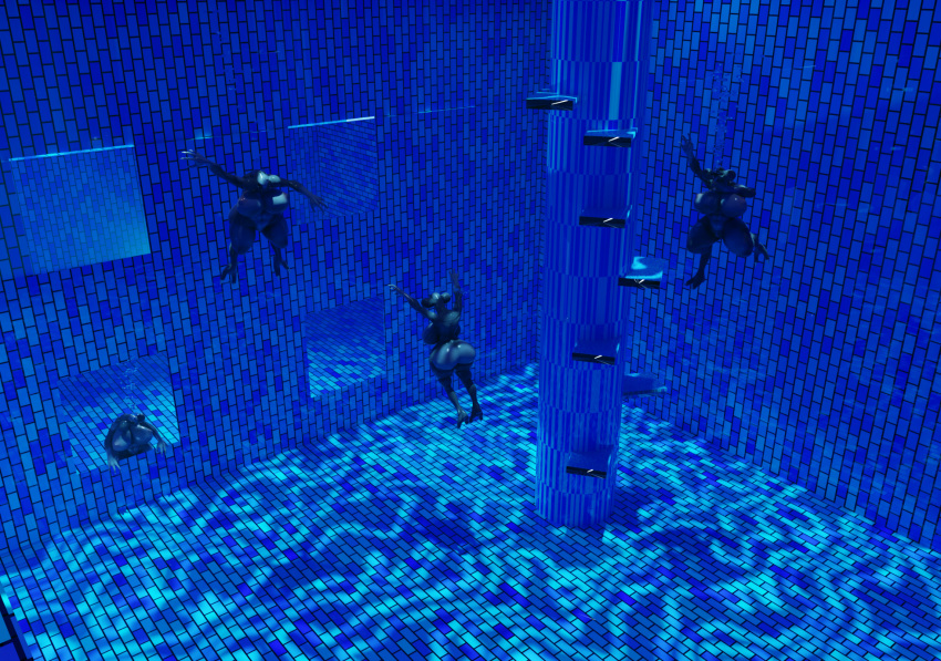 4girls aquaphilia ass breasts bubbles drowning female group halo_(series) microsoft multiple_girls nude peril puffy_cheeks sangheili swimming the_poolrooms underwater underwater_peril zantzusui