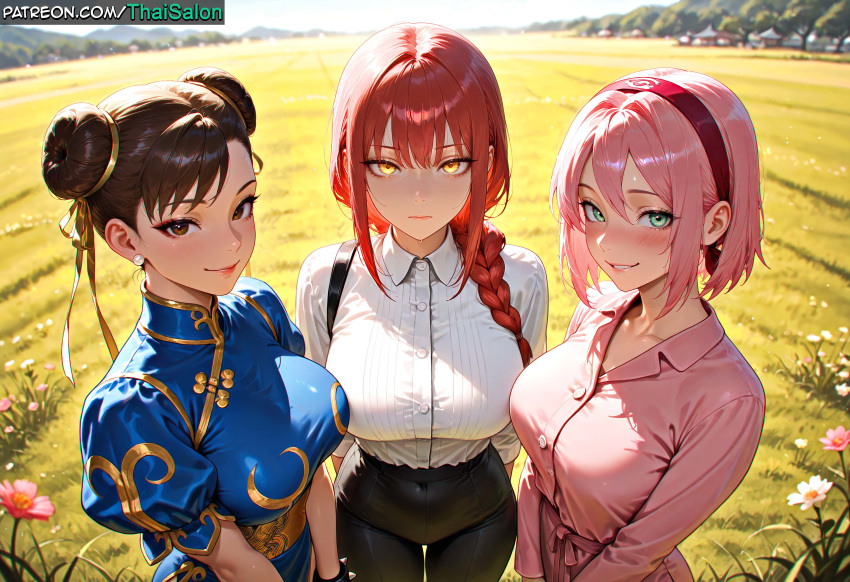 1girl 1girl 1girl 1girls 3_girls 4k ai_assisted ai_generated big_ass big_breasts big_breasts blush boruto:_naruto_next_generations braid braided_hair breasts brown_eyes brown_hair chainsaw_man chinese_clothes chromatic_abberation chun-li clothed clothed_female curvaceous curvaceous_body curvaceous_female curvaceous_figure curves curvy curvy_body curvy_female curvy_figure curvy_hips detailed_background dress earrings eyebrows eyelashes eyeliner glowing_eyes grass grass_field green_eyes hair_bun hairband hairbun high_res high_res high_resolution highs hires hourglass_figure huge_ass huge_breasts konohagakure_symbol large_ass light-skinned_female lips lipstick long_hair looking_at_viewer makeup makima makima_(chainsaw_man) milf naruto naruto_(series) neutral_expression outside pajamas pants patreon patreon_username pink_clothing pink_hair pink_lipstick ponytail red_hair sakura sakura_haruno scenery sexually_suggestive sfw short_hair smile stable_diffusion street_fighter tagme thaisalon thick thick_thighs thighs voluptuous voluptuous_body voluptuous_female watermark yellow_eyes
