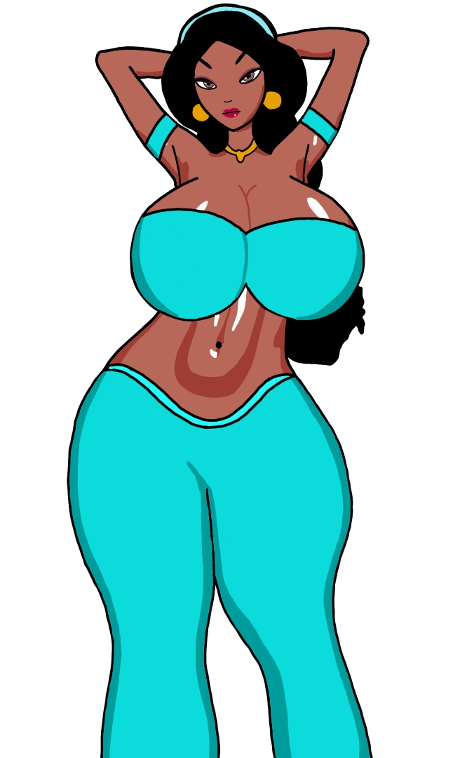 1girl aladdin_(series) big_breasts cartoon dark_skin disney fantasy female princess_jasmine solo thicc zak_draven