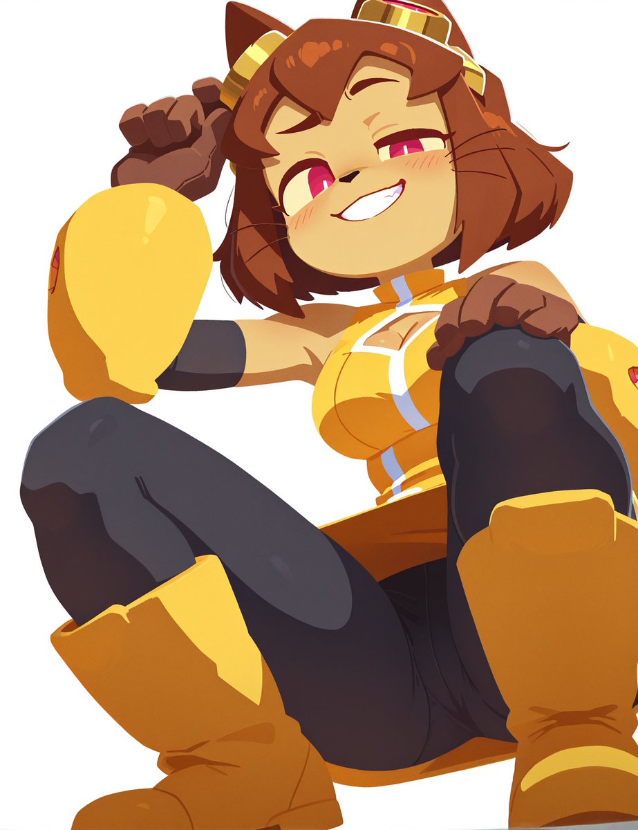 ai_generated bare_thighs big_breasts big_breasts brown_hair cameltoe cat_ears cat_girl cat_tail fur furry furry_female gameoverse glasses_on_head grin huge_breasts huge_thighs kit_bodega layazero looking_down low-angle_view pink_eyes short_hair solo_anthro thick_body thick_female thick_thighs thighs voluptuous voluptuous_female