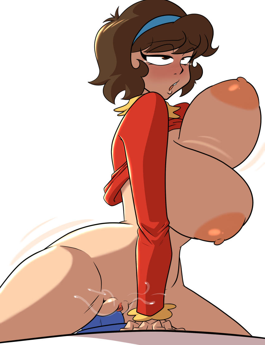 1girl 2025 2d 2d_(artwork) 2d_artwork ahegao artlaccer_(artist) big_breasts black_eyes blush blushing_female blushing_profusely bottomless bouncing_breasts breasts brown_eyes brown_hair caillou_(series) clothes_lift cowgirl_position dark_nipples digital_art digital_media_(artwork) doris_(caillou) erection eyelashes female grinding hairband hourglass_figure huge_breasts human large_areolae long_sleeves mature_female mature_woman milf mommy mother nipples no_bra object_insertion open_mouth penetration penis pussy sex sex_toy shirt shirt_lift short_hair solo_focus thick_thighs unaligned_breasts upper_teeth_only vaginal_penetration vaginal_sex voluptuous voluptuous_female wide_hips
