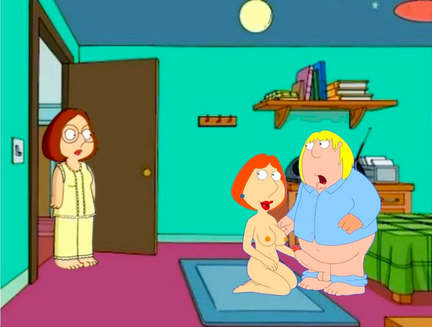 before_fellatio breasts chris_griffin edit erect_nipples erect_penis family_guy huge_penis incest kneel lois_griffin meg_griffin mother_&_son