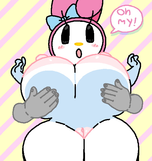 1boy 1girls animated anthro areola big_breasts blush blush_stickers bouncing_breasts bow breasts breasts_grab bunny_ears bunny_girl cassettedream dream-cassette furry furry_female gif grabbing_another's_breast hood hoshime hourglass_figure m male my_melody nipples onegai_my_melody open_mouth pink_hood pussy ribbon sanrio speech striped_background text thick_thighs white_fur wide_hips