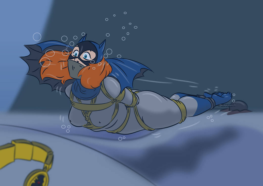 1girl aladdin_(series) asphyxiation barbara_gordon batgirl batman_(series) dc_comics disney drowning female hard_nipples movie_reference nipples_visible_through_clothing parody peril solo tagme underwater underwater_peril underwater_peril_aladdin yurirock23