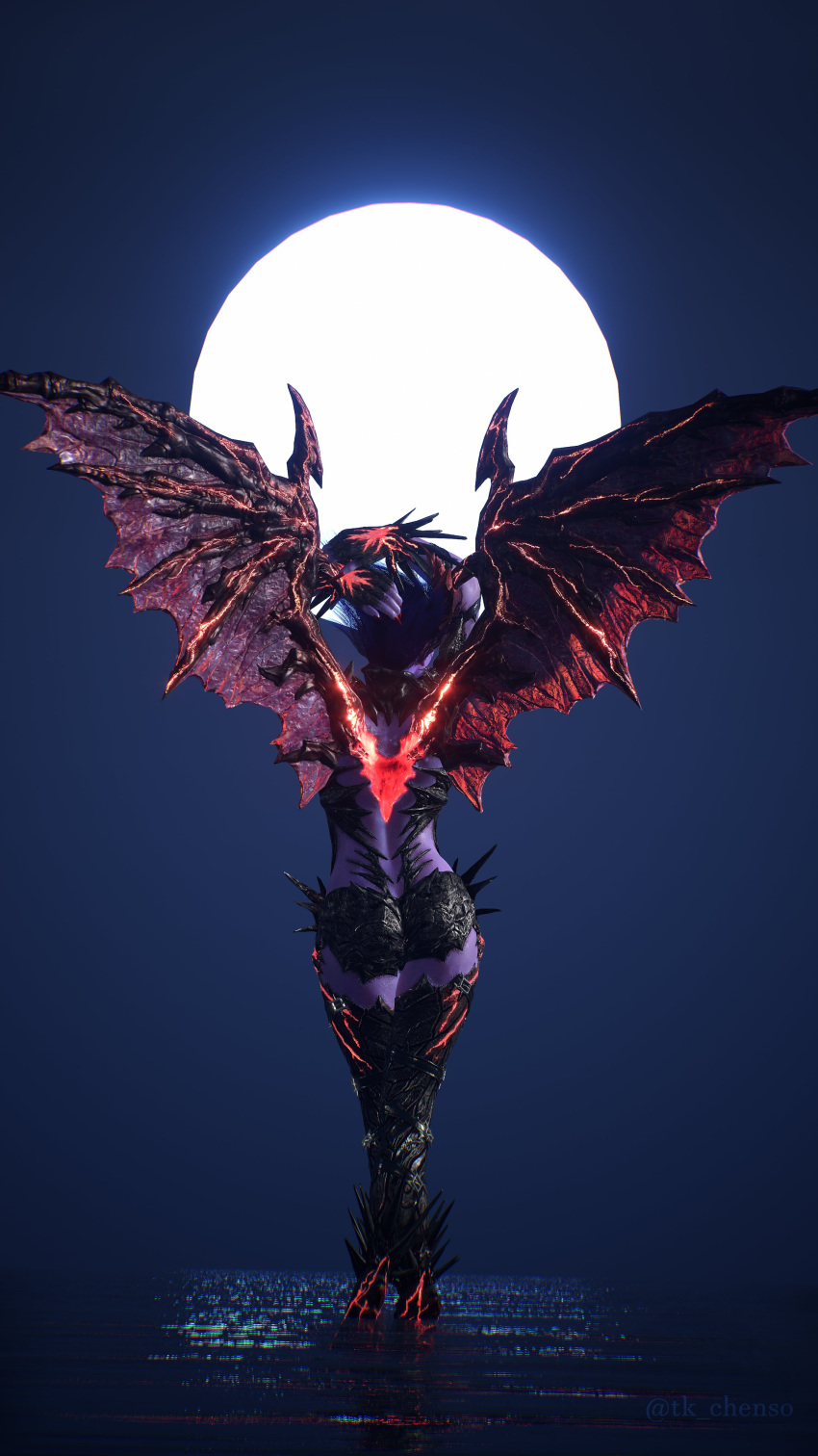 1girl 1girl 1girl 1girls ass ass bandai_namco demon demon_girl demon_wings devil devil_reina_mishima devil_wings female_focus female_only female_solo fighting_game moon namco namco_bandai purple_skin reina reina_(tekken) reina_mishima simple_background solo_female solo_focus standing standing_up tekken tekken_8 tk_chenso tkchenso video_game_character video_game_franchise video_games wings