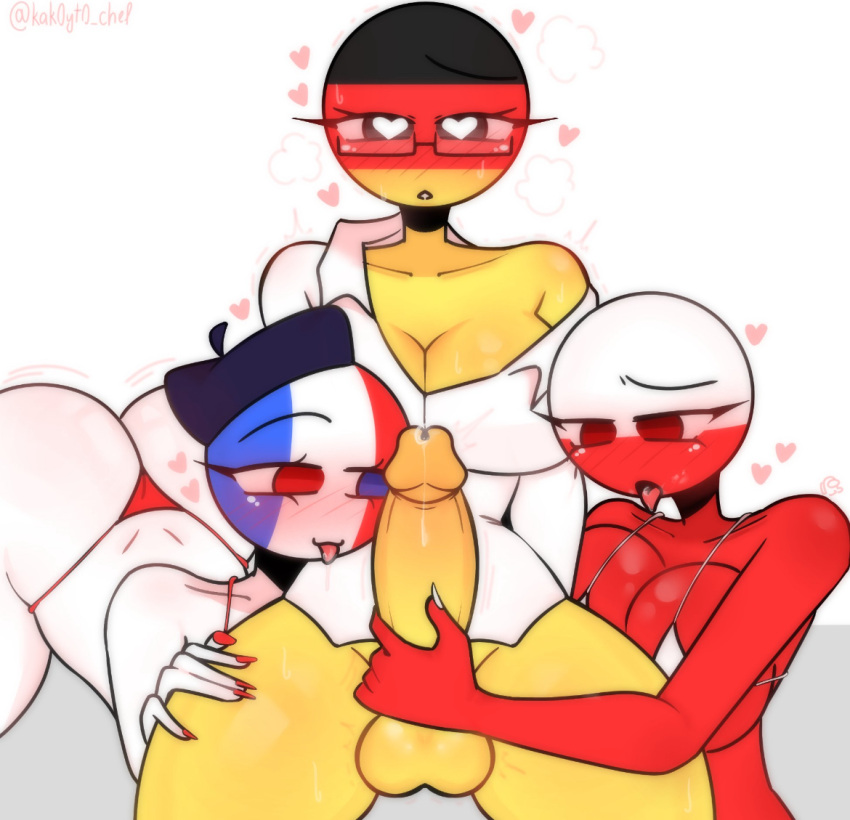 1dickgirl 1futa 1girl 2_girls 2female artist_name artist_signature big_ass big_breasts bikini blush blushing_at_viewer clothing countryhumans countryhumans_girl dickgirl france_(countryhumans) futanari futanari_on_female futanari_with_female germany_(countryhumans) glasses hand_on_dick hand_on_penis hand_on_thigh heart-shaped_pupils hearts_around_head jerking_off_another jerking_penis jerkingoff_another kak0yt0_chel licking_cum licking_semen nervous_female nervous_futa poland_(countryhumans) red_bikini red_skin thong tongue_out white_bikini white_skin wiggling_ass yellow_cock yellow_dick yellow_penis yellow_skin
