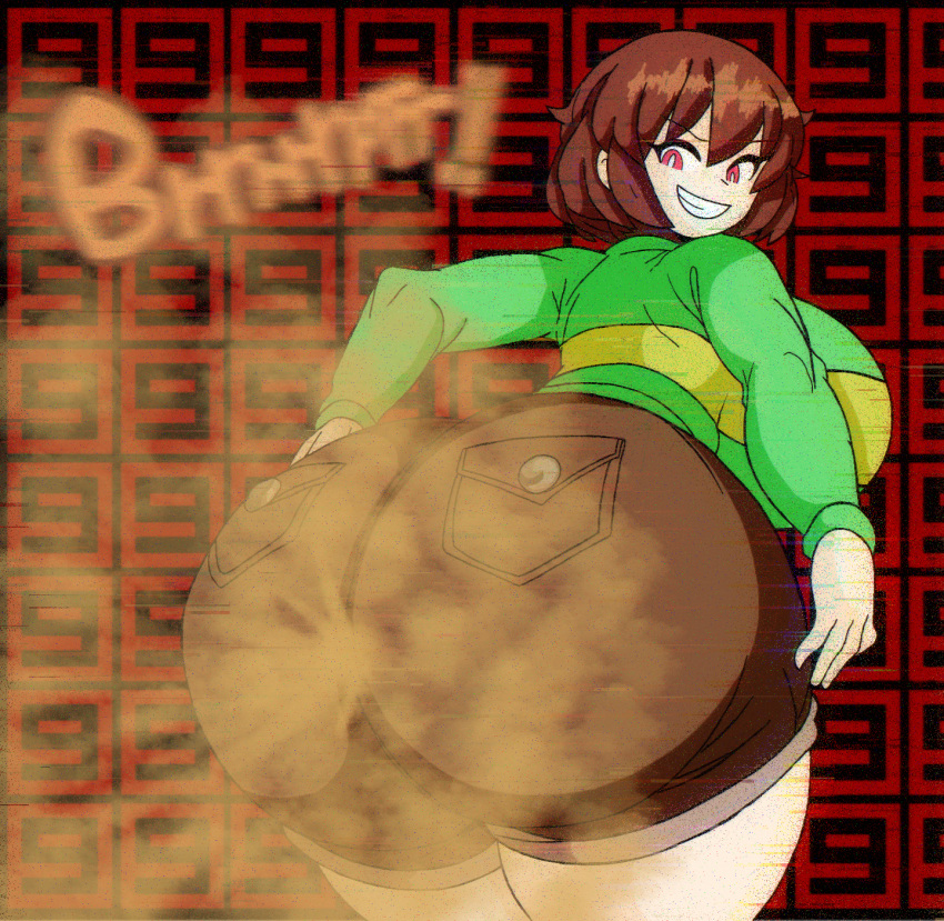 ass ass ass_focus big_ass big_ass big_breasts big_breasts breasts_bigger_than_head bubble_butt chara fart fart_cloud fart_fetish hyper_ass hyper_breasts large_ass red_eyes toby_fox_(copyright) undertale undertale_(series) zaemonbrap
