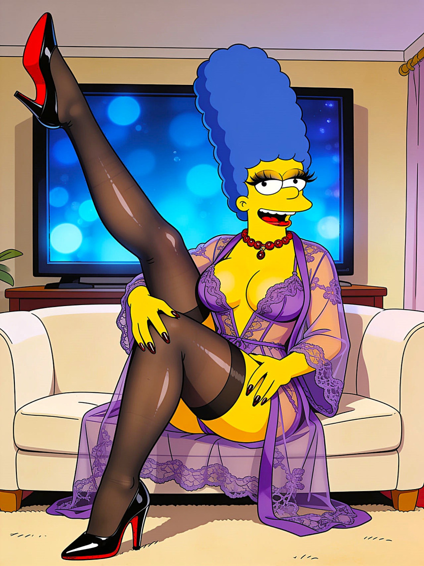 breasts marge_simpson negligee ready_to_fuck stockings the_simpsons thighs