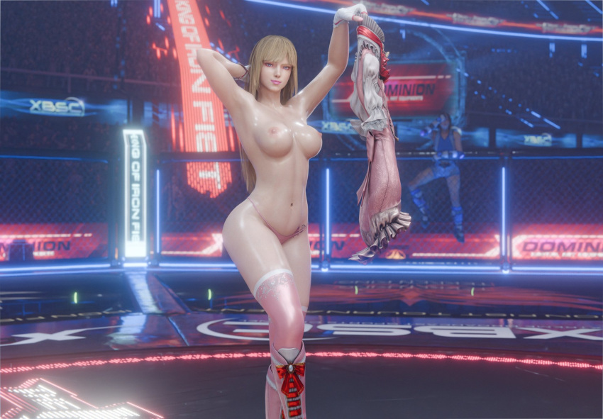 1girl 1girls 3d 3d_(artwork) areola bandai_namco blonde_female blonde_hair breasts emilie_de_rochefort female_focus female_only fighting_game french french_female hime_cut hourglass_figure light-skinned_female light_skin lili lili_(tekken) lili_rochefort long_hair looking_at_viewer makeup medium_breasts namco namco_bandai nipples pale_skin panties purple_eyes stockings stockings straight_hair tekken tekken_8 twitter video_game_character video_game_franchise video_games zandrinya