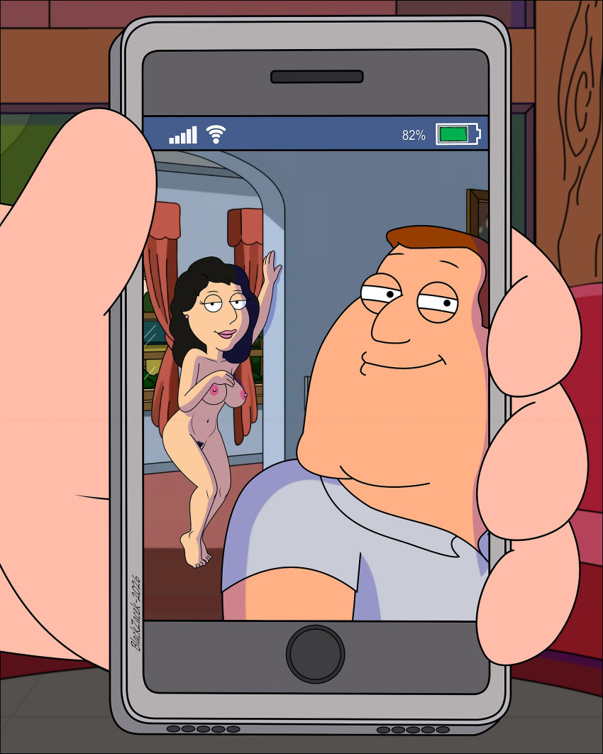 blackzacek bonnie_swanson breasts cellphone family_guy joe_swanson nipples nude pussy ready_to_fuck thighs