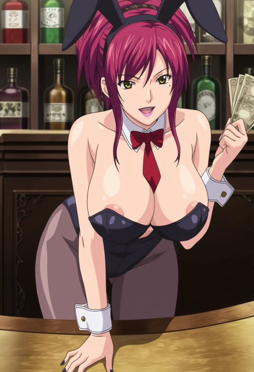 breasts_outside bunny_girl mamiya_marie milf nipples red_hair starless