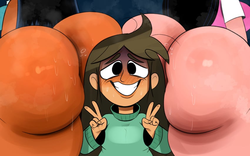 3_girls ass big_ass big_ass black_eyes black_hair blush blush_lines bottomless breasts brown_eyebrows brown_hair casey_calderon clothed crossover dark-skinned_female dark_skin disney disney_channel double_v eyebrows eyes green_sweater grin huge_ass huge_ass isabella_garcia-shapiro jew latina libby_stein-torres light-skinned_female light_skin long_hair marvel moon_girl_and_devil_dinosaur musk ota_(artist) partially_clothed phineas_and_ferb shiny_skin sideboob sweat sweater sweaty_ass sweaty_butt tan_skin the_ghost_and_molly_mcgee thick_eyebrows thick_thighs v_sign