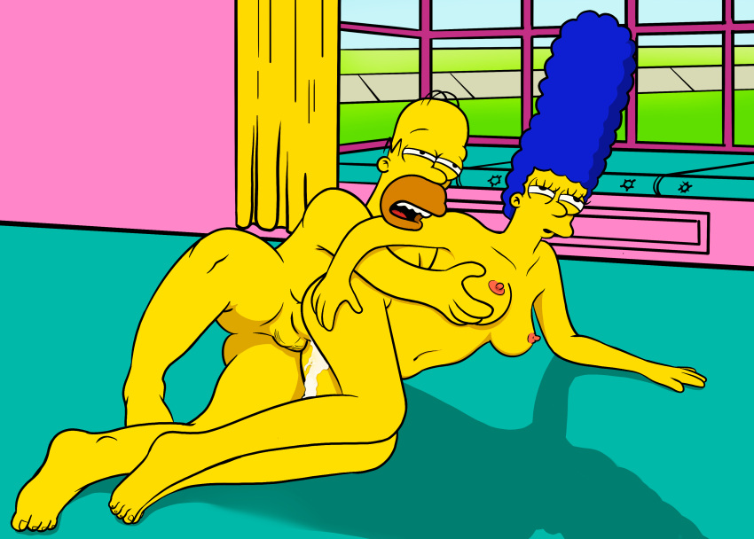 ass breasts cum erect_nipples homer_simpson marge_simpson nipples the_simpsons thighs vaginal