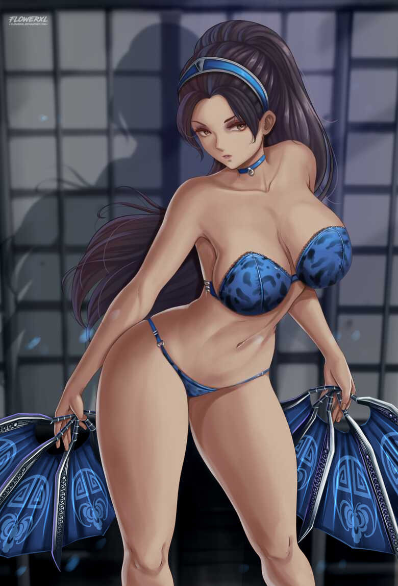 1girl alluring athletic_female bare_legs big_breasts black_hair bra brown_eyes cleavage fan_(weapon) female_abs fit_female flowerxl kitana lingerie lingerie_only midway_games mortal_kombat mortal_kombat_4 mortal_kombat_armageddon mortal_kombat_deadly_alliance mortal_kombat_deception mortal_kombat_ii panties pin_up tiara ultimate_mortal_kombat_3 underwear