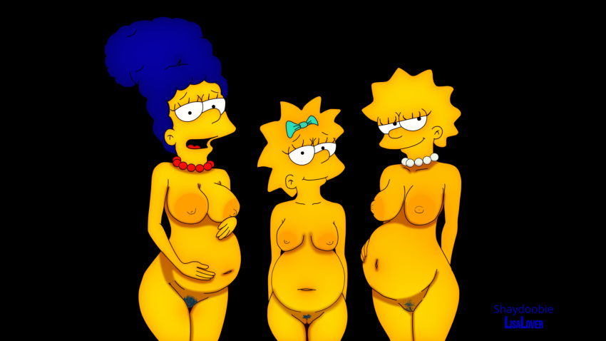 big_breasts edit implied_incest large_areolae lisa_simpson lisalover maggie_simpson marge_simpson pregnant pregnant_belly the_simpsons