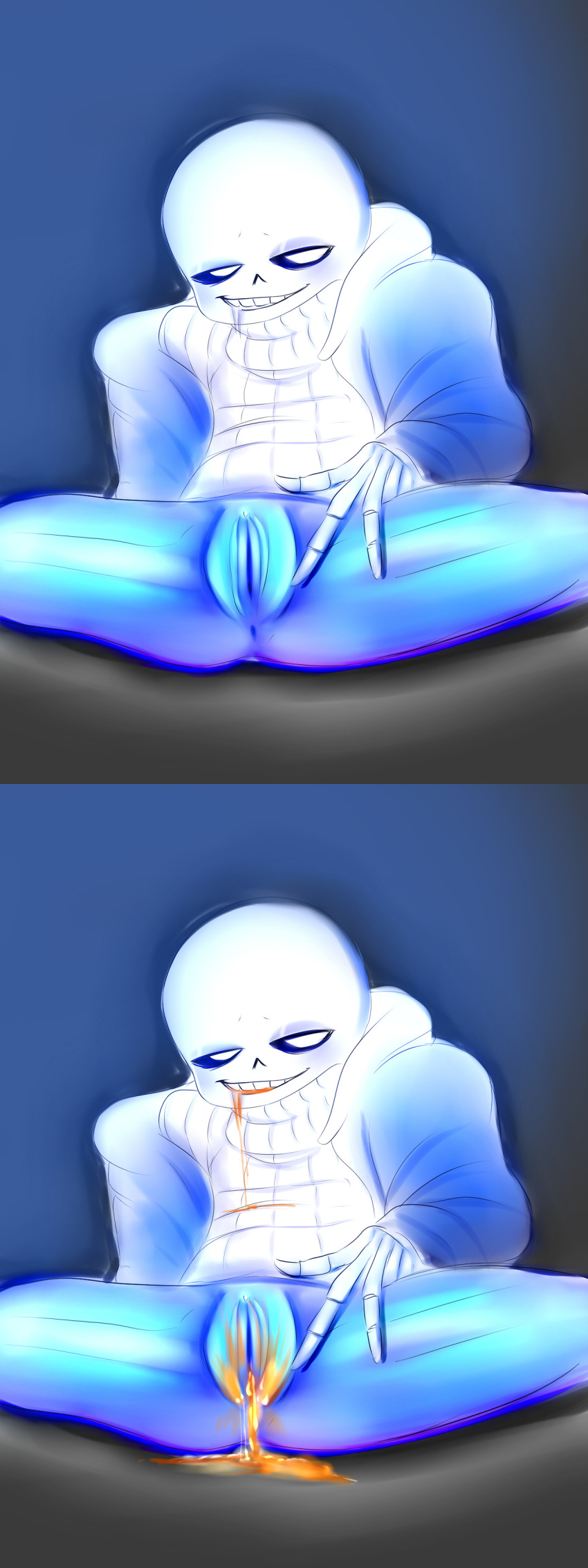 1cuntboy 2010s 2017 2d 2d_(artwork) after_oral after_sex after_vaginal alternate_version_available animated_skeleton anus blue_body blue_clitoris blue_hoodie blue_jacket blue_pussy bodily_fluids bottle bottom_sans bottomless bottomless_cuntboy clitoris clothed clothing cum cum_in_mouth cum_in_pussy cuntboy cuntboy_only digital_media_(artwork) drooling ectobody ectoplasm ectopussy edit edited fluids fontcest genitals haxarel hoodie jacket long_image monster off_shoulder orange_cum papysans partially_clothed pussy sans sans_(undertale) skeleton solo_cuntboy spread_legs tall_image third-party_edit topwear uke_sans undead undertale undertale_(series) video_games yaoi