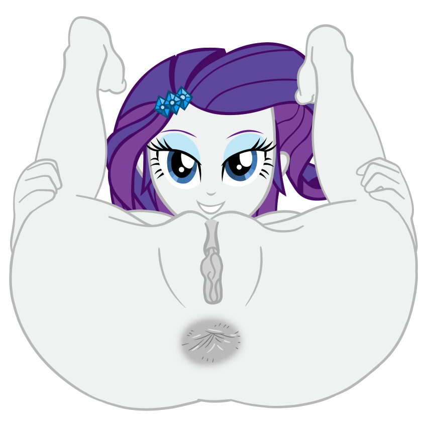 1girl 1girls anus ass ass_focus ass_grab big_ass blue_eyes bubble_butt butthole cndhpr completely_naked_female completely_nude_female equestria_girls female_only friendship_is_magic grin happy legs_up looking_at_viewer my_little_pony nude purple_hair pussy rarity smiling_at_viewer soles theborman06 white_skin