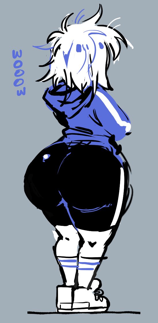 1girl ahoge arms_crossed ass ass_focus back_view battle_for_battle_for_dream_island battle_for_bfdi battle_for_dream_island bfdi big_ass big_ass black_pants black_shorts blue_hair blue_hoodie blue_text bubble_ass bubble_butt clothed clothed_female crossed_arms fanny_(bfdi) gray_background grey_background hoodie huge_ass huge_ass kint kinto_bean messy_hair shorts sneakers text the_power_of_two unnaturally_white_skin white_hair white_shoes white_skin white_sneakers white_socks