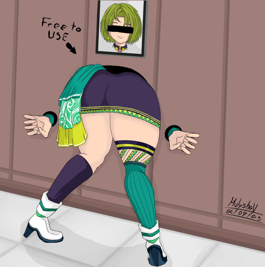 1girl artist_name artist_signature ass asymmetrical_stockings bending_forward bending_over big_ass brown_eyes censored_eyes clothed clothed_female clothing colombian covered_eyes ear_piercing earrings female_focus female_only fingerless_gloves freckles green_hair hispanic hispanic_virtual_youtuber hole_in_wall huge_ass humiliation imminent_rape imminent_sex indie_virtual_youtuber kabeshiri latam_virtual_youtuber light-skinned_female light_skin long_socks mulyshav picture_on_wall presenting presenting_ass presenting_hindquarters restrained restrained_arms ryumi ryumivt shirt short_hair signature small_breasts stuck stuck_in_wall thick_ass thick_thighs thighs through_wall twitch twitch.tv virtual_youtuber vtuber waiting writing writing_on_wall yellow_eyes youtube youtube_hispanic