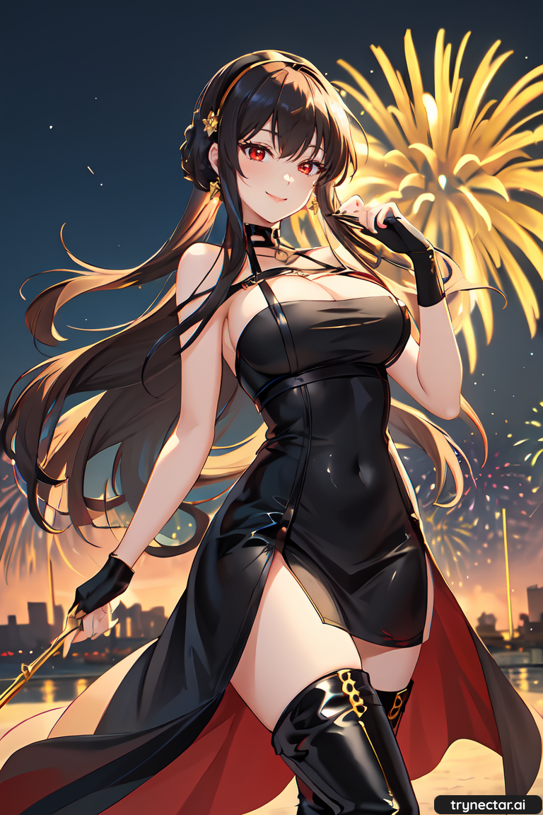 1girl ai_generated breasts female_only fireworks hentai new_year spy_x_family trynectar.ai waifu2x yor_forger