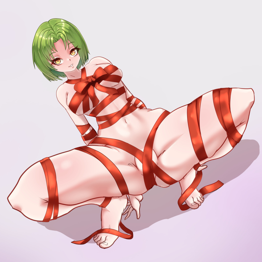 1girl 1girls bending_backwards bow breasts brown_eyes colombian covered_breasts covered_nipples covered_pussy female_only female_solo gift green_hair hispanic hispanic_virtual_youtuber latam_virtual_youtuber light-skinned_female light_skin looking_at_viewer miyako_noh nude nude_female open_legs presenting_pussy pussy red_bow ribbon ribbon_bondage ribbons ryumi ryumivt short_hair sitting_on_feet spread_legs squatting twitch twitch.tv vaginal virtual_youtuber vtuber yellow_eyes youtube youtube_hispanic