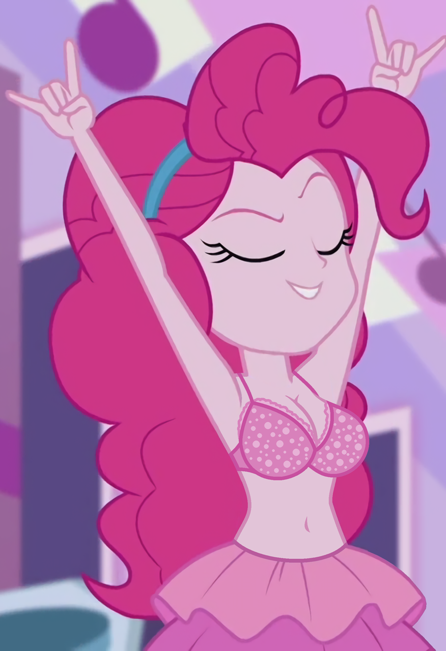 1girls big_breasts bra breasts clothed edit equestria_girls hasbro my_little_pony pinkie_pie_(eg) pinkie_pie_(mlp) screenshot