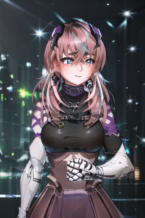 1girl ai_generated breasts emikukis fanart female_only night owozu solo_female two_tone_hair vtuber