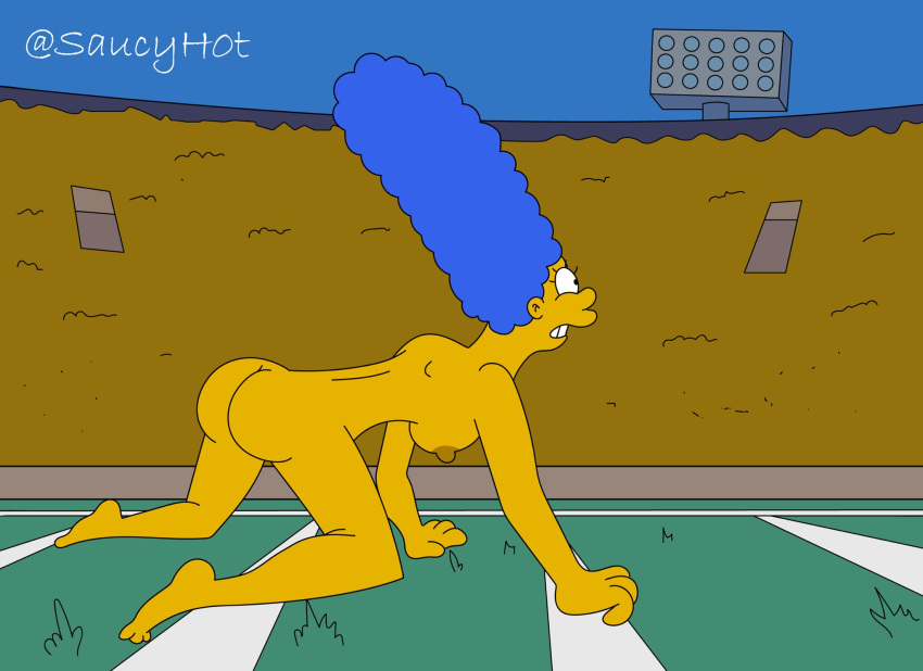 1girl 20th_century_fox ass barefoot big_ass breasts bubble_butt dat_ass feet female marge_simpson mature_female milf nude saucyh0t sideboob solo tagme the_simpsons