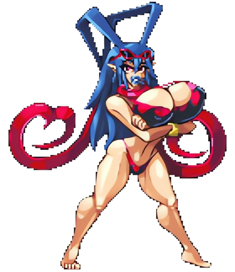 big_breasts big_breasts bikini bimbo bimbofied bitch blue_hair breasts cleavage disgaea disgaea_d2 genderswap genderswap genderswap_(mtf) horny huge_breasts laharl laharl-chan long_hair looking_at_viewer milf sexy slut string_bikini whore