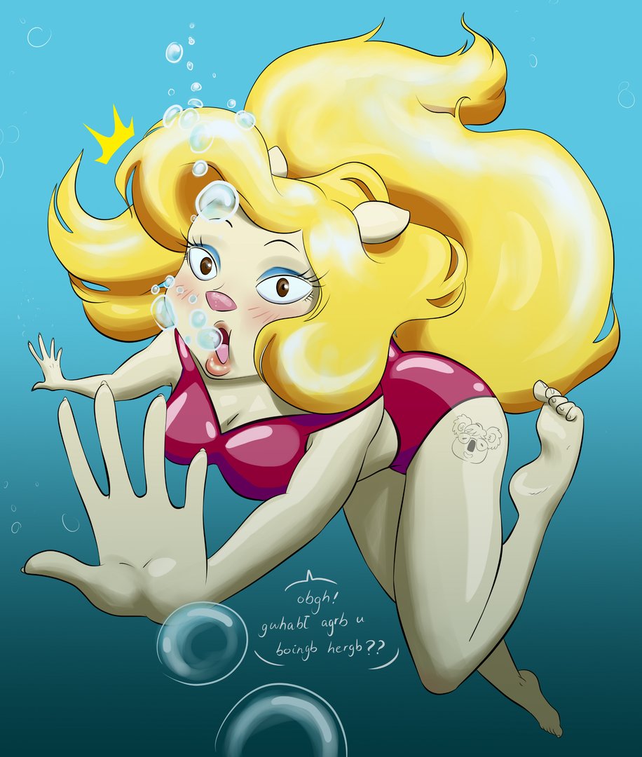 1girl animaniacs bikini blonde_hair bubble bubbles female minerva_mink mink solo swimming tagme underwater valier_galad warner_brothers water