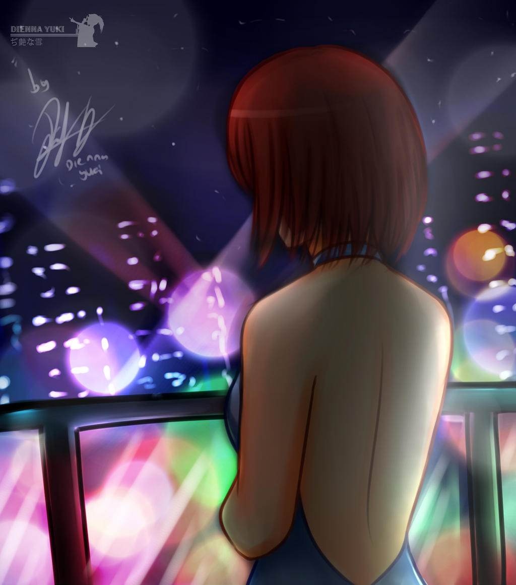 1girl 2010s 2017 2d 2d_(artwork) aged_up artist_name artist_signature back_view backboob breasts brown_hair city cityscape clothing deviantart dhampirenevercry dienna_yuki digital_media_(artwork) dress exposed_back female_frisk female_human frisk frisk_(undertale) human human_only night rear_view short_hair signature sky solo_human undertale undertale_(series) unseen_female_face video_game_character video_games