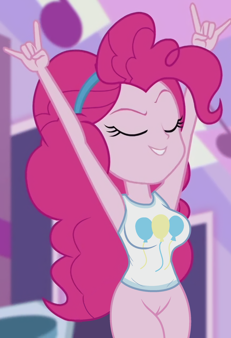 1girls big_breasts bottomless bottomless_female breasts clothed edit equestria_girls hasbro my_little_pony pinkie_pie_(eg) pinkie_pie_(mlp) screenshot