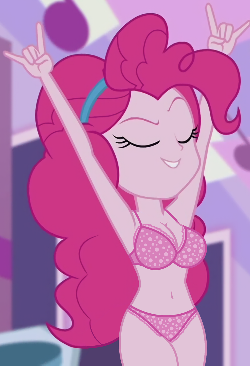 1girls big_breasts bra breasts clothed edit equestria_girls hasbro my_little_pony panties pinkie_pie_(eg) pinkie_pie_(mlp) screenshot