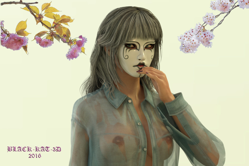 black-kat-3d-studio breasts mask solo_female
