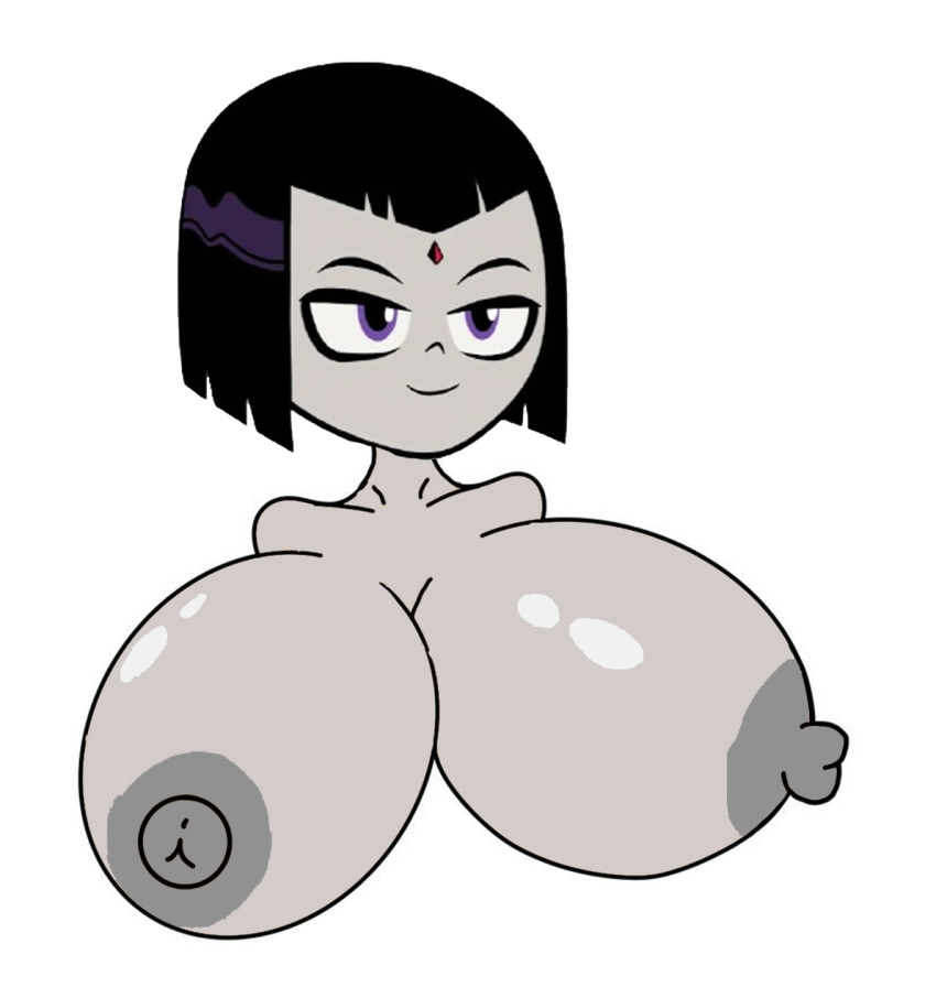 1girl 1girls alternate_breast_size breasts cartoon_network dc_comics female_only fv1883draws giant_breasts goth nipples older older_female raven_(dc) teen_titans_go young_adult young_adult_woman