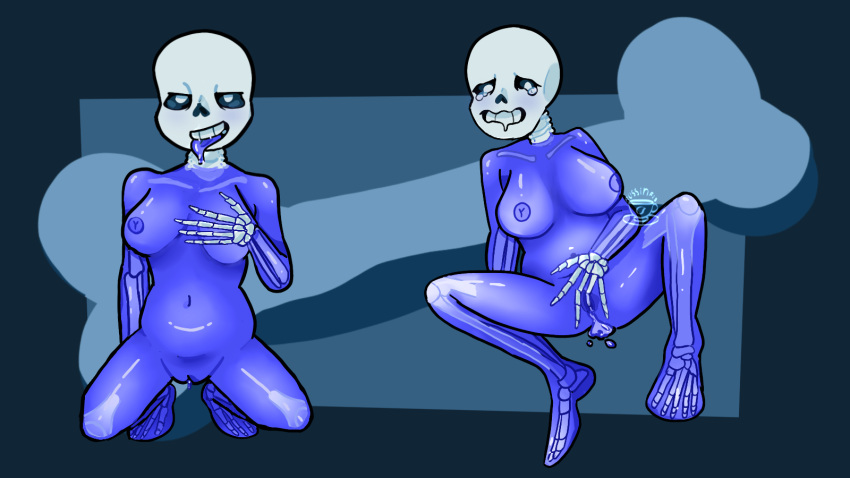 1girl 2020s 2023 2d 2d_(artwork) animated_skeleton anterior_nasal_aperture blue_body blue_breasts blue_pussy bottom_sans breast_grab breasts completely_nude completely_nude_female digital_media_(artwork) drooling ectobody ectobreasts ectotongue female_only female_sans fingering fingering_pussy fingering_self genderswap genderswap_(mtf) genital_fluids genitals grabbing_own_breast kneeling masturbation monster multiple_views navel nipples nude nude_female pussy pussy_juice russianfig sans sans_(undertale) skeleton solo_female submissive tears tongue tongue_out uke_sans undead undertale undertale_(series) vaginal vaginal_fingering vaginal_masturbation video_game_character video_games