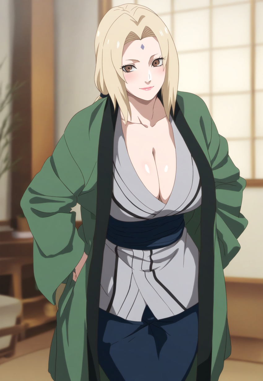 1girl ai_generated big_breasts blonde_hair breasts brown_eyes female_focus gigantic_breasts high_res long_hair massive_breasts mature mature_female mature_woman nai_diffusion naruto patreon patreon_paid patreon_reward solo_female stable_diffusion tagme tofuro tsunade twin_tails